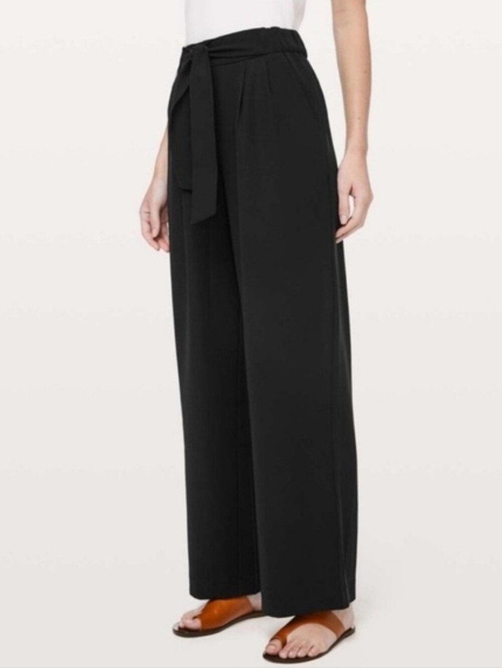 Lululemon Noir High Rise Tie Waist Wide Leg Pants Pant Size 6 Black